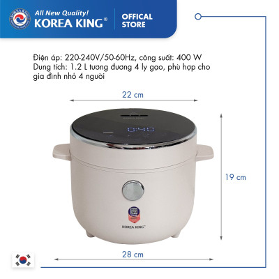 PRC-12SLJT_B Nồi cơm điện Korea King (có chức năng tách đường, dung tích 1.2L, công suất 400 W, mặt kính đen)-Hàng chính hãng