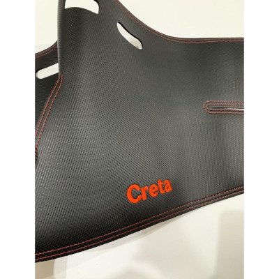 Thảm taplo da carbon xe Hyundai Creta 2022, 2023 chống nóng tốt, chống trơn trượt, vừa khít theo xe, vân cacbon cao cấp