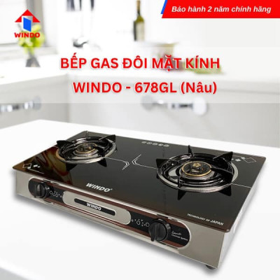 BẾP GAS ĐÔI MẶT KÍNH CAO CẤP WINDO - 678GL -Hàng Chính Hãng