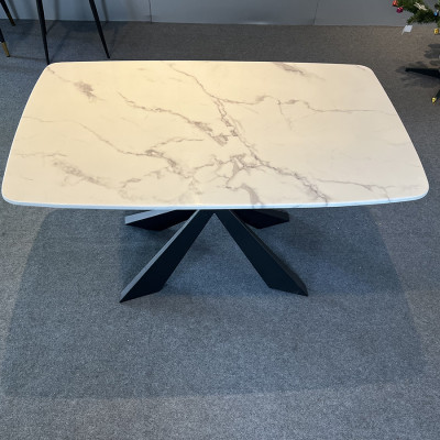 Bàn ăn mặt đá cẩm thạch chân sắt sơn đen  1m2 - 1m4 - 1m6 - 1m8 kết hợp ghế Sheraton trám 4 ghế 6 ghế 8 ghế