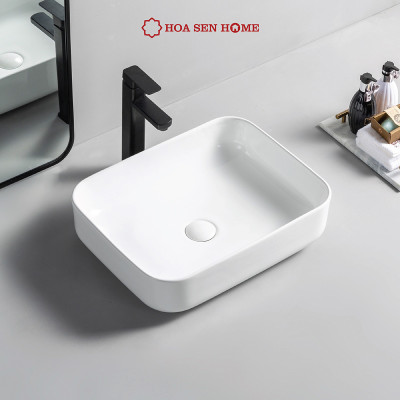 Lavabo đặt bàn TUSLO L005 chất liệu gốm sứ tráng men, lớp phủ Ceramic công nghệ men Nano kháng khuẩn - Hoa Sen Home - Hàng chính hãng
