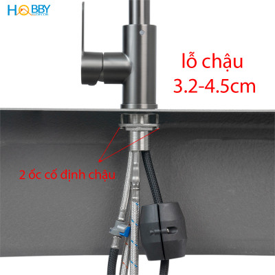 Vòi rửa chén nóng lạnh dây rút inox 304 sơn xám Hobby home decor VDR15