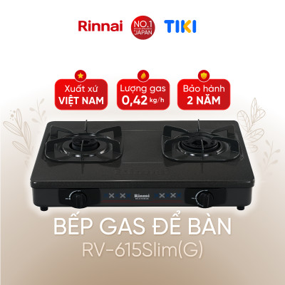 Bếp gas dương Rinnai RV-615Slim-SCH(VP) mặt bếp kính Schott và kiềng bếp men - Hàng chính hãng.