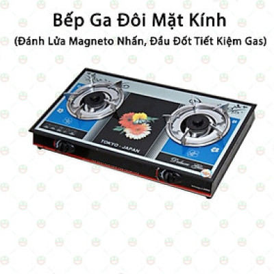 [Loại Tốt] Bếp Gas Đôi Mặt Kính Cao Cấp KhoNCC Hàng Chính Hãng - Bếp Gas Dương 2 Bếp - Sạch Bóng Dễ Vệ Sinh - Đầu Đốt Công Nghệ Mới Tiết Kiệm Gas - KLM-BGDTJ (Ngẫu nhiên họa tiết)
