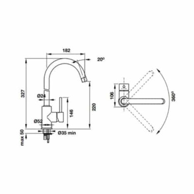 Vòi rửa bát đá Hafele Blanco Mida 569.07.900