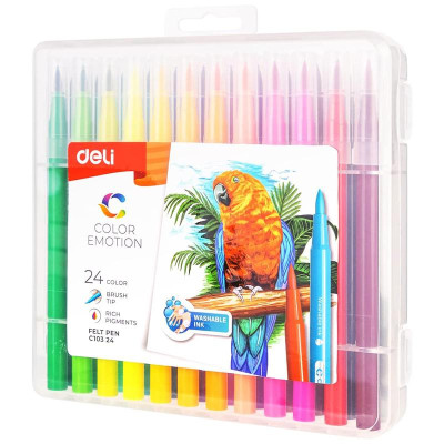 Hộp 24 Bút Lông Màu Cọ Mềm - Deli EC10324