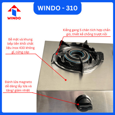 Bếp Gas Công Nghiệp Thấp Áp 3 Lò WINDO - 310 | Bếp gas 3 lò sen lửa lớn nấu nhanh hơn - Hàng chính hãng