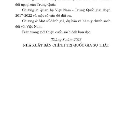 Quan hệ Việt Nam - Trung Quốc giai đoạn 2017 -2022 : Những điều chỉnh chính sách của Trung Quốc và hàm ý đối với Việt Nam