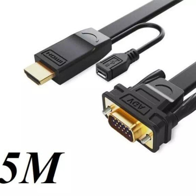Ugreen UG40267MM101TK 1.5M màu Đen Cáp chuyển đỗi HDMI sang VGA kèm cổng trợ nguồn Micro USB - HÀNG CHÍNH HÃNG