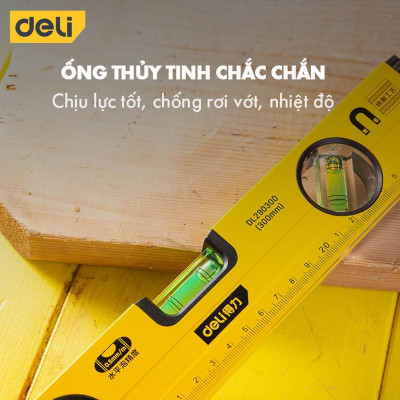 Thước Thủy Deli Cao Cấp Chính Hãng - Chất Liệu Hợp Kim Nhôm Siêu Bền, Chính Xác Tuyệt Đối, Tiện Dụng DL290230 EDL290400