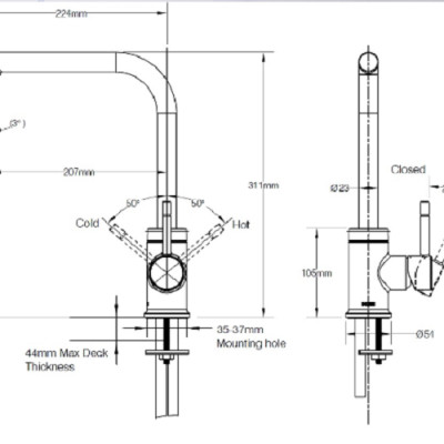 Vòi rửa chén nóng lạnh MOEN 60400 (HÀNG CHÍNH HÃNG)