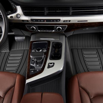 Thảm lót sàn xe ô tô Audi Q7 2015- đến nay Nhãn hiệu Macsim 3W chất liệu nhựa TPE đúc khuôn cao cấp - màu đen