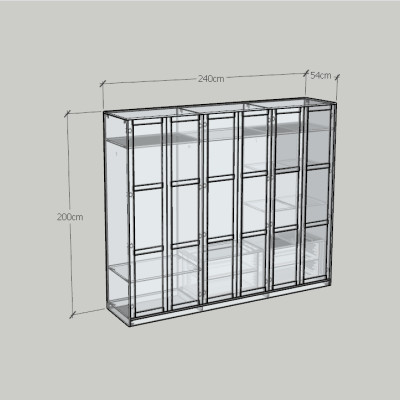 HAPPY FURNITURE , MATTA - Tủ quần áo 6 cửa mở , TCM_212 , 240cm x 54cm x 200cm DxRxC