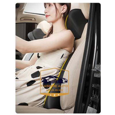 Bộ Gối Tựa Đầu, Tựa Lưng Ô Tô 100% Cao Su Non Đặc Biệt Bọc Da Cao Cấp - SIÊU ÊM, SIÊU ĐÀN HỒI - Hàng Nhập Khẩu