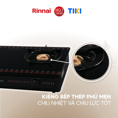 Bếp gas dương Rinnai RV-3715GL(FB) mặt bếp kính và kiềng bếp men - Hàng chính hãng.