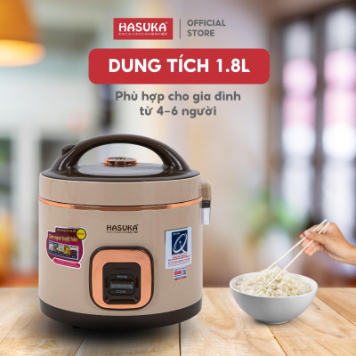 Nồi cơm điện HASUKA HSK-868 PLUS dung tích 1.8L, công suất 900W, lòng niêu dầy phủ chống dính ceramic, chống xước siêu bền - Hàng chính hãng