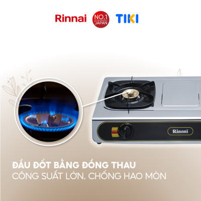 Bếp gas dương Rinnai RV-577(BK) mặt bếp inox và kiềng bếp men - Hàng chính hãng.