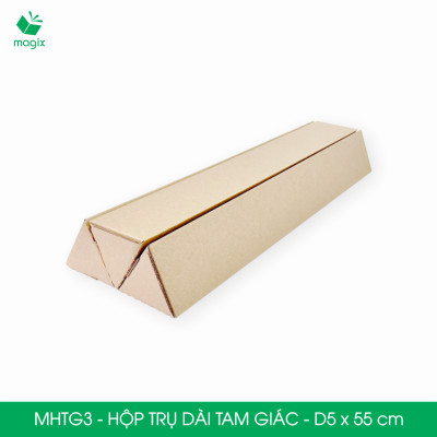 MHTG3 - D5x55 cm - 10 Hộp trụ dài tam giác thay thế ống giấy - Hộp carton đóng gói hàng