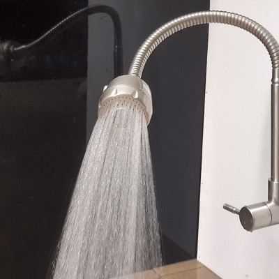 Vòi rửa chén lạnh âm tường Inox SUS 304, cần lò xo Eurolife EL-RC10 (Trắng vàng)