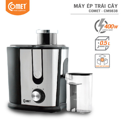 Máy ép trái cây Comet CM9838 công suất 400W – ép nhanh, lọc bã riêng, dung tích 0.5L – Hàng chính hãng, bảo hành 12 tháng