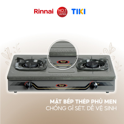 Bếp gas dương Rinnai RV-370(GM)N mặt bếp men và kiềng bếp men - Hàng chính hãng.
