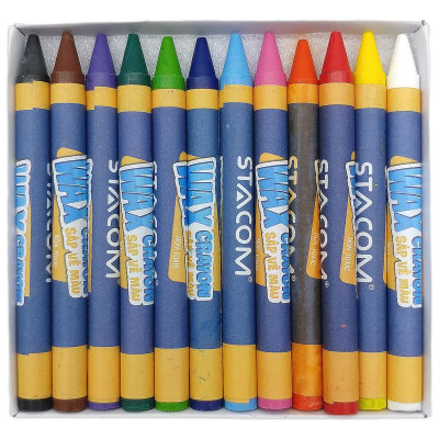 Hộp 12 Bút Sáp Màu Wax Crayon - Stacom CR212W
