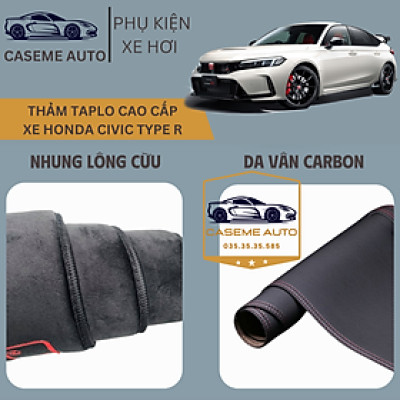 [HONDA CIVIC TYPE R] Thảm Taplo 3 Lớp Dành Cho Xe HONDA CIVIC TYPE R, Nhung Lông Cừu Và Da Vân Carbon Cao Cấp - Hàng Chính Hãng