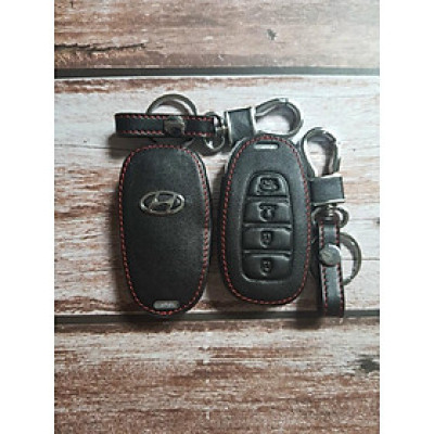 Bao Da Chìa Khóa Dành Cho Xe Hyundai Accent 2021 (Da Thật) Logo 3D