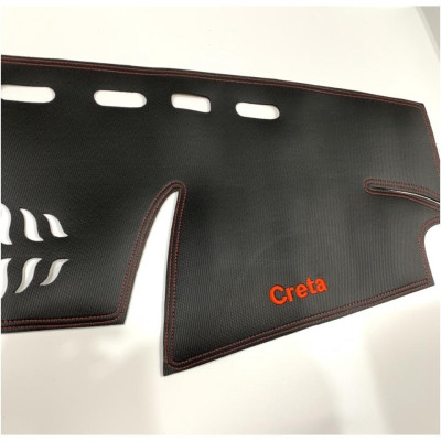 Thảm taplo da carbon xe Hyundai Creta 2022, 2023 chống nóng tốt, chống trơn trượt, vừa khít theo xe, vân cacbon cao cấp