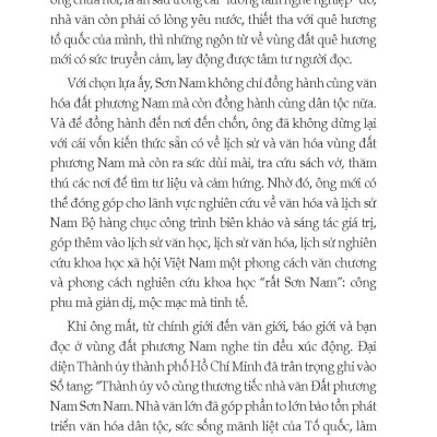 Văn Hóa Nam Bộ Qua Cái Nhìn Của Sơn Nam