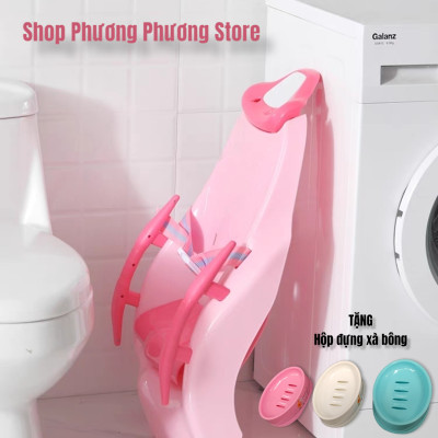 ( HÀNG CAO CẤP ) Ghế nằm gội đầu cho bé có tay vịn ĐẠI tặng kèm HỘP ĐỰNG XÀ BÔNG