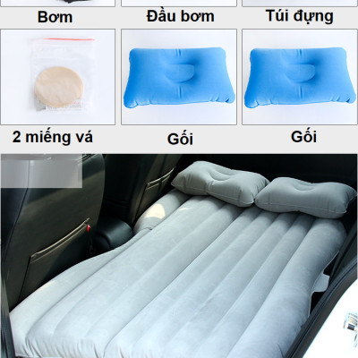 Nệm Giường Hơi ô tô 4 chỗ Vải Nhung Tặng Kèm Bơm