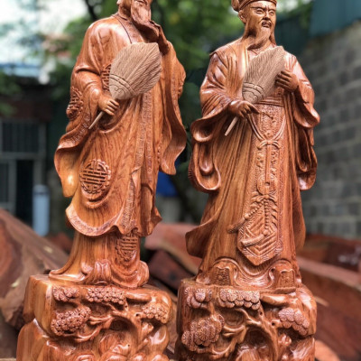 Tượng khổng minh (gia cát lượng ) Bằng gỗ hương đá kt cao 60×16×15cm