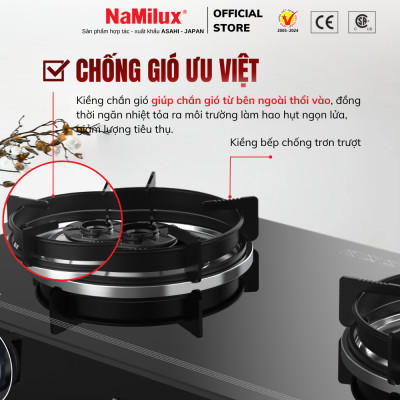 Bếp Gas Đôi Mặt Kính Cao Cấp NaMilux DL2463PG – Công Suất Mạnh 4.2Kw – Kiềng Bếp Tráng Men – Hàng Chính Hãng
