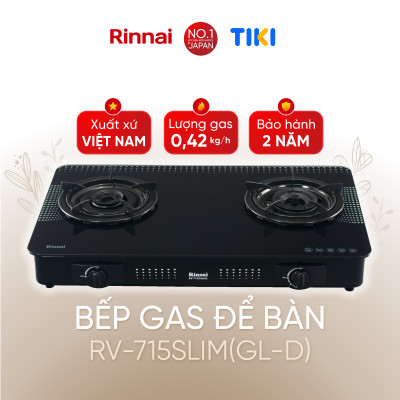 Bếp gas dương Rinnai RV-715Slim(GL-D) mặt bếp kính và kiềng bếp men - Hàng chính hãng.
