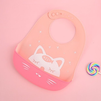 Yếm ăn dặm silicon Unmei cho bé cao cấp, có máng chống thấm, hình thú siêu cute tiện dụng