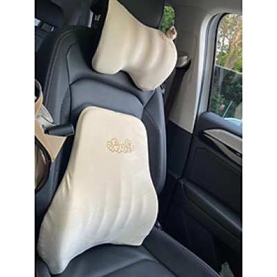 Bộ Gối Tựa Đầu Ô Tô, Gối Tựa Lưng Ô Tô Cao Su Non Cao Cấp Chống Mỏi Cổ, Siêu Đàn Hồi, Không Bị Sờn, Xẹp Lún