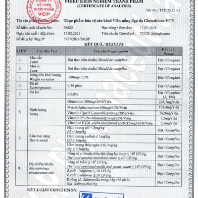 [Combo 2 hộp] TPBVSK Viên uống đẹp da Glutathione VCP - Hỗ trợ làm sáng da, giảm các triệu chứng nhăn da, khô da, nám da - Hộp 20 viên