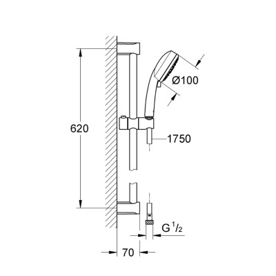Bộ Tay Sen GROHE TEMPESTA COSMOPOLITAN 100 - 4 Chế Độ Kèm Thanh Trượt - 27787002