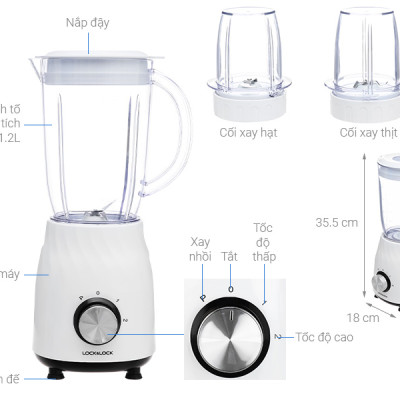 Máy Xay Sinh Tố Lock&Lock EJM462 (350W - 1.2 Lít) - Hàng Chính Hãng