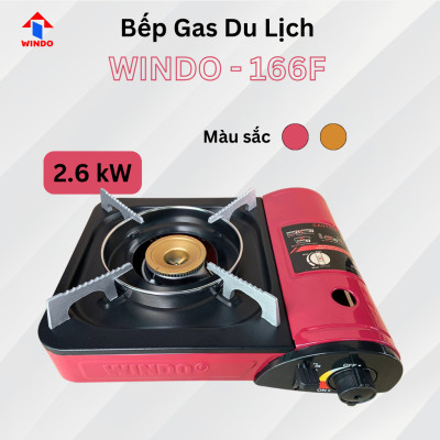 Bếp Gas Du Lịch (Bếp Gas Mini) WINDO - 166F | Bếp gas mini tiết kiệm gas có hộp nhựa bảo vệ - màu ngẩu nhiên- hàng chính hãng