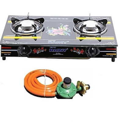 Bếp Gas Hồng Ngoại Đôi Cao Cấp RaiNy – Tặng bộ van dây - Hàng chính Hãng ( Màu Ngẩu Nhiên)