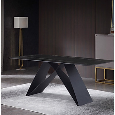 Bàn ăn cao cấp Tundo mặt đá chân sắt M hiện đại