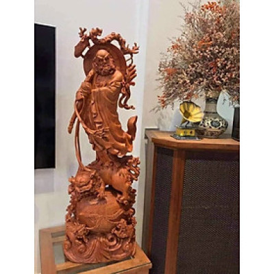 Tượng đạt ma sư tổ bằng gỗ hương đá kt cao 80 ×25×15cm