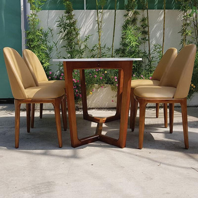 Bộ bàn ăn Concord mặt đá pandora kèm 4 ghế grace