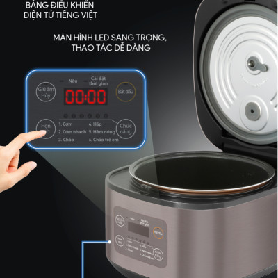 Nồi Cơm Điện Tử BlueStone RCB-5946 - Dung Tích 1,5 lít - Công suất 860W - Lòng nồi phủ chống dính cao cấp an toàn sức khỏe - 6 chế độ cài đặt sẵn - Bảo hành 2 năm - Hàng chính hãng