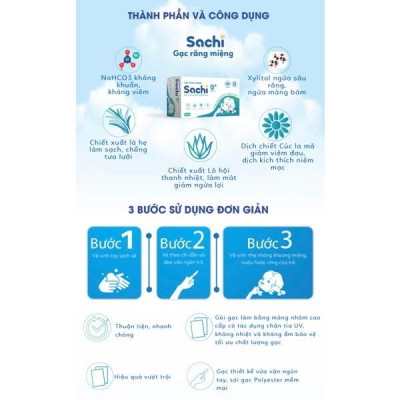 Mua 2 Gạc Rơ Lưỡi Sachi cho bé từ 0 tháng tuổi- Tặng 1 kem hăm Liniment