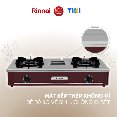 Bếp gas dương Rinnai RV-A271R(S) mặt bếp inox và kiềng bếp men - Hàng chính hãng.
