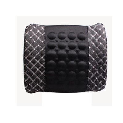 Đệm Tựa Lưng Massage bọc da trên xe oto- Màu Đen Chỉ Đỏ