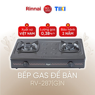 Bếp gas dương Rinnai RV-287(G)N mặt bếp men và kiềng bếp men - Hàng chính hãng.